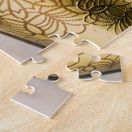 赤および金ゴールドのクリスマスのクラッカー ジグソーパズル (側面)