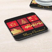 赤および金ゴールドのクリスマスのコースター コースター (左側)