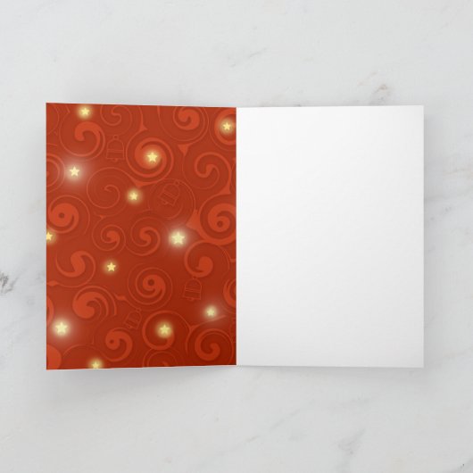 赤および金ゴールドのクリスマスプレゼント場面 シーズンカード (内部)