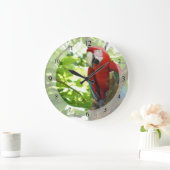赤および金ゴールドのコンゴウインコの時計 ラージ壁時計 (ホーム)