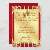 赤および金ゴールドのバレンタインデーの結婚式招待状 招待状 (正面/裏面)