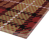 赤および金ゴールドのピクセル格子縞 カッティングボード (角)