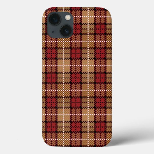 赤および金ゴールドのピクセル格子縞 Case-Mate iPhoneケース (裏面)