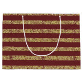 赤および金ゴールドのフェイクなグリッター ラージペーパーバッグ (正面)