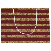 赤および金ゴールドのフェイクなグリッター ラージペーパーバッグ (裏面)