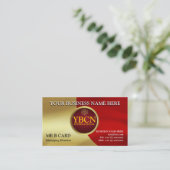 赤および金ゴールドの名刺 名刺 (スタンド正面)