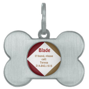 赤および金ゴールドの犬用の骨のドッグタッグ ペットネームタグ