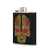 赤および金ゴールドの砂糖のスカルの頭蓋 フラスク (左)