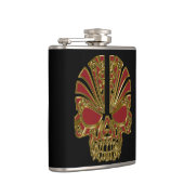 赤および金ゴールドの砂糖のスカルの頭蓋 フラスク (右)