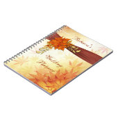 赤および金ゴールドの紅葉のウェディングプランナー ノートブック (左側)