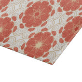 赤および金ゴールドの花のレースパターン カッティングボード (角)