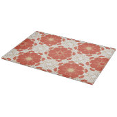 赤および金ゴールドの花のレースパターン カッティングボード (角)