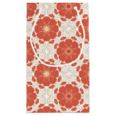 赤および金ゴールドの花のレースパターン スモールペーパーバッグ (裏面)