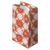 赤および金ゴールドの花のレースパターン スモールペーパーバッグ (正面アングル)