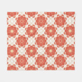 赤および金ゴールドの花のレースパターン フリースブランケット (正面(横))