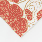 赤および金ゴールドの花のレースパターン フリースブランケット (角)