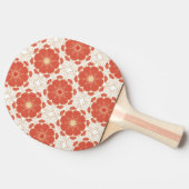 赤および金ゴールドの花のレースパターン 卓球ラケット (横)