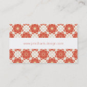 赤および金ゴールドの花のレースパターン 名刺 (裏面)