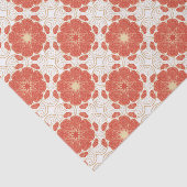 赤および金ゴールドの花のレースパターン 薄葉紙 (詳細)