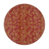 赤および金ゴールドの花柄パターン カッティングボード (正面)