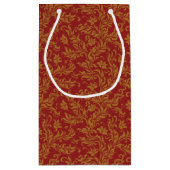 赤および金ゴールドの花柄パターン スモールペーパーバッグ (裏面)