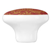赤および金ゴールドの花柄パターン セラミックノブ (側面)