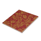 赤および金ゴールドの花柄パターン タイル (側面)