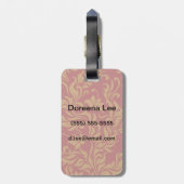 赤および金ゴールドの花柄パターン ラゲッジタグ (裏面縦)