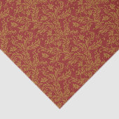 赤および金ゴールドの花柄パターン 薄葉紙 (詳細)