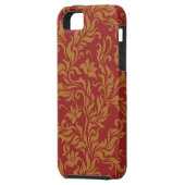 赤および金ゴールドの花柄パターン Case-Mate iPhoneケース (裏面左)