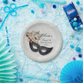 赤および金ゴールドの菓子16の仮面舞踏会の紙皿 ペーパープレート (パーティー)