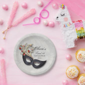 赤および金ゴールドの菓子16の仮面舞踏会の紙皿 ペーパープレート (パーティー)