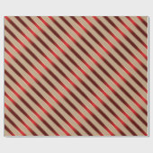 赤および金ゴールドの金属対角線は縞で飾ります ラッピングペーパー (フラット)