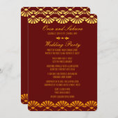 赤および金ゴールドアールデコスタイル結婚式 プログラム (正面/裏面)