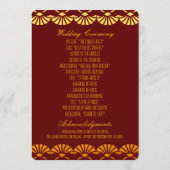 赤および金ゴールドアールデコスタイル結婚式 プログラム (裏面)