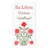 赤および金ゴールドエレガントエッチングカスタム蔵書票 ラベル (正面)