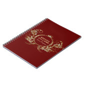 赤および金ゴールドフェイクグリッターガーリーフローラ枠なし ノートブック (左側)