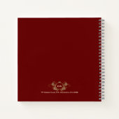 赤および金ゴールドフェイクグリッターガーリーフローラ枠なし ノートブック (裏面)