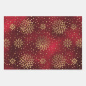 赤および金ゴールドフローラデザインラッピング紙セット ラッピングペーパーシート (正面2)