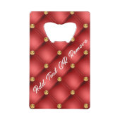 赤および金ゴールドボトルオープナーカスタムと文字 クレジットカード栓抜き (正面)