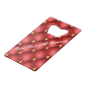 赤および金ゴールドボトルオープナーカスタムと文字 クレジットカード栓抜き (裏面アングル)