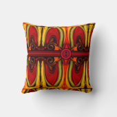 赤および金ゴールド流体抽象芸術装飾用クッション クッション (裏面)