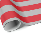 赤および銀は包装紙を縞で飾ります ラッピングペーパー (ロールコーナー)