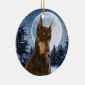 赤および錆のドーベルマン犬のクリスマスのオーナメント セラミックオーナメント (右)