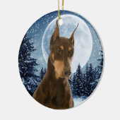 赤および錆のドーベルマン犬のクリスマスのオーナメント セラミックオーナメント (左)