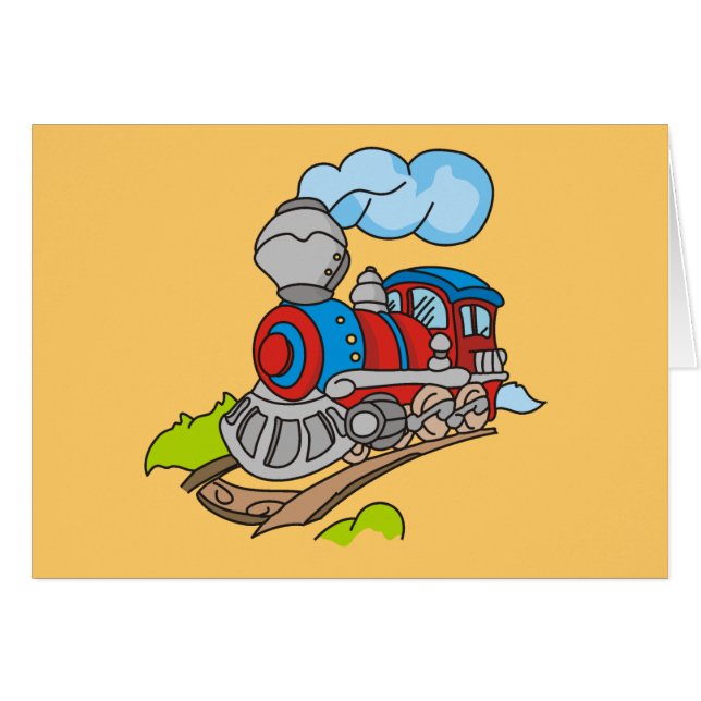 赤および青い列車のTシャツおよびギフト (正面横)