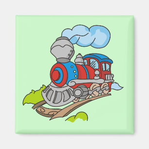 赤および青い列車のTシャツおよびギフト マグネット