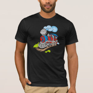 赤および青い列車のTシャツおよびギフト Tシャツ