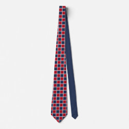 赤および青のチェッカーの立方体の幾何学的な首のタイ ネクタイ