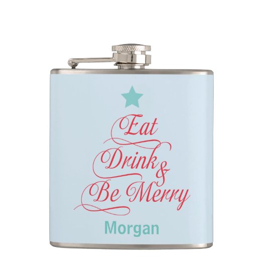 赤および青は飲み物を食べ、メリーです フラスク (正面)